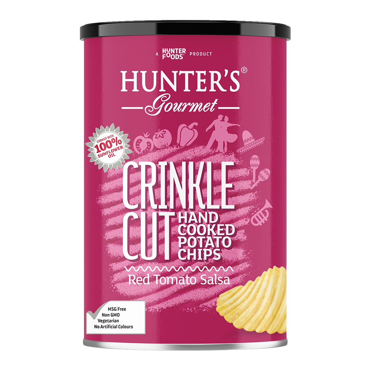 Hunter’s Gourmet Hand Cooked Crinkled Chips – Sea Salt (140gm)