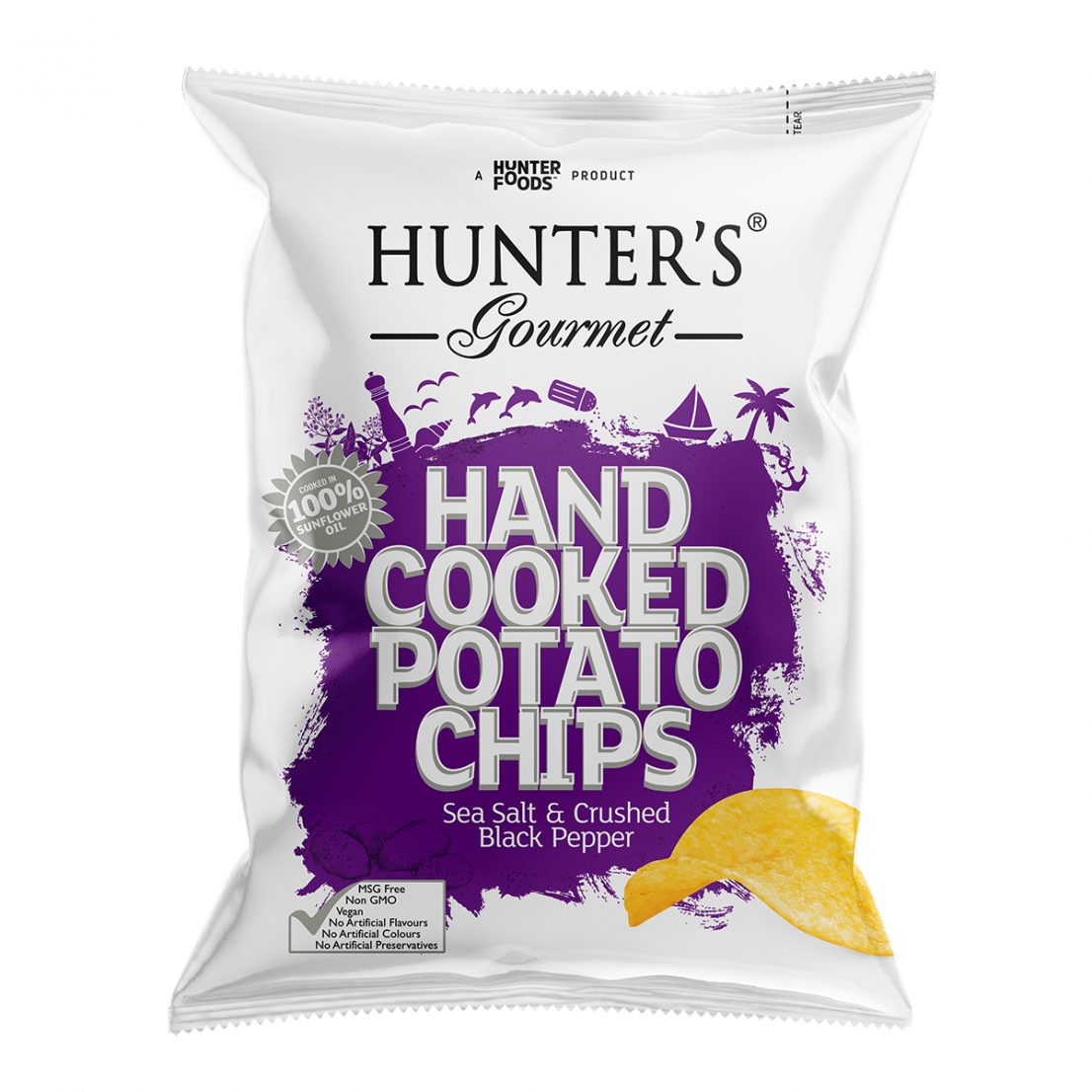 Hand Cooked Potato Chips Sea Salt & Crushed Black Pepper (125gm)