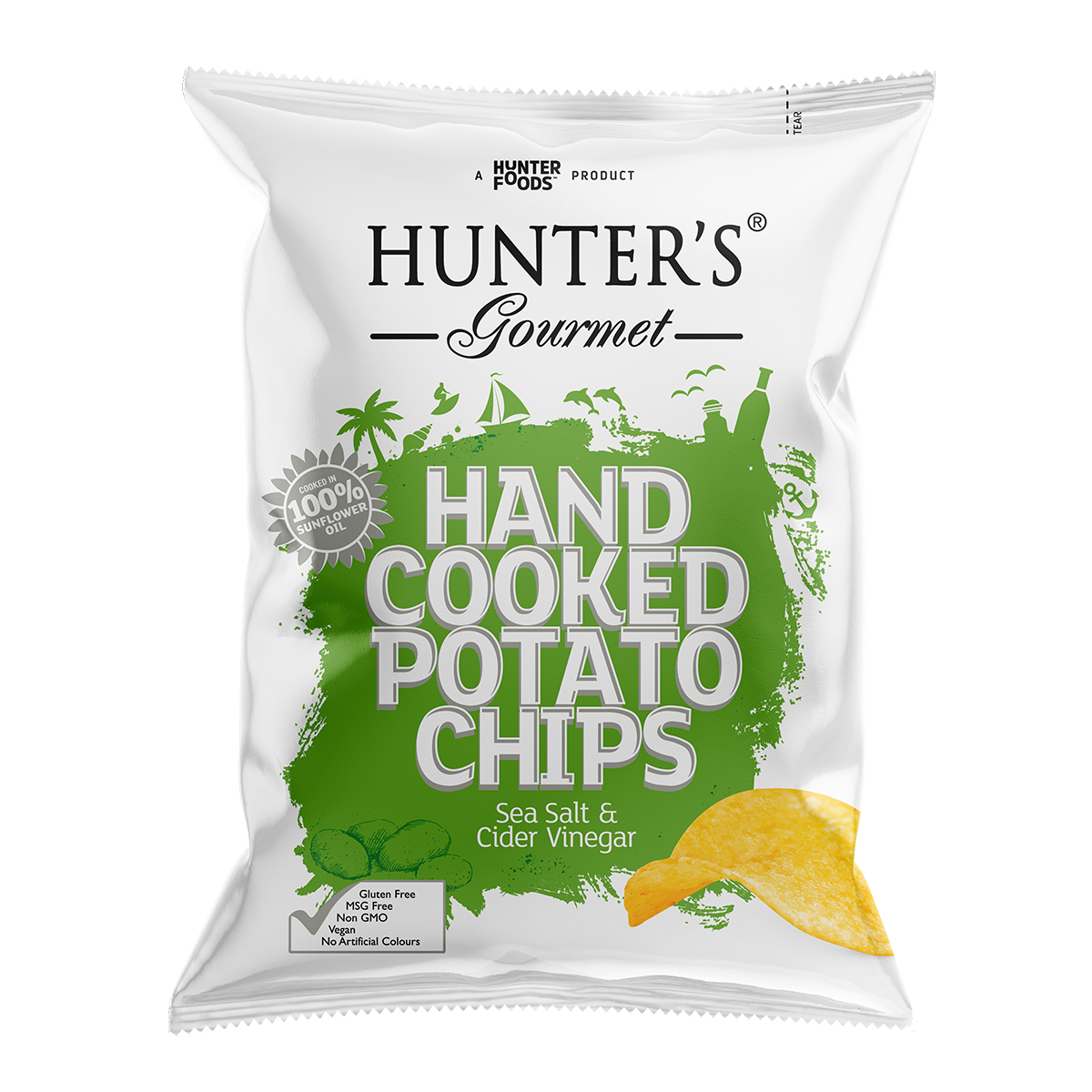 Hunter’s Gourmet Hand Cooked Potato Chips – Sea Salt – Classique Range (125 gm)