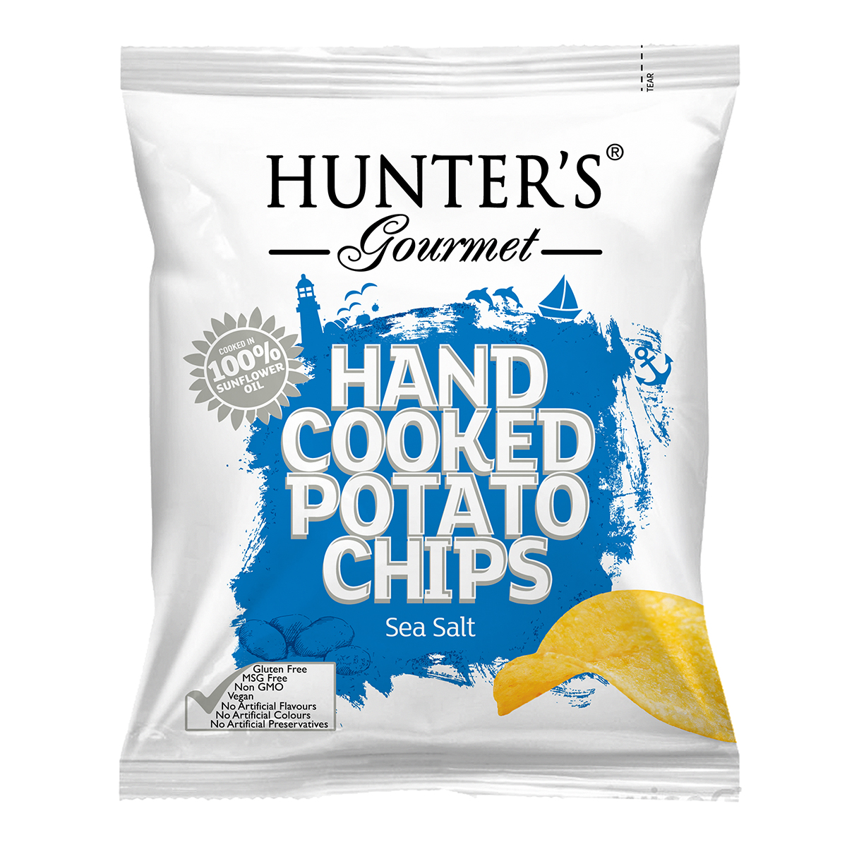 Hunter’s Gourmet Hand Cooked Potato Chips – Sea Salt & Cidr Vinegar – Classique Range (40 gm)