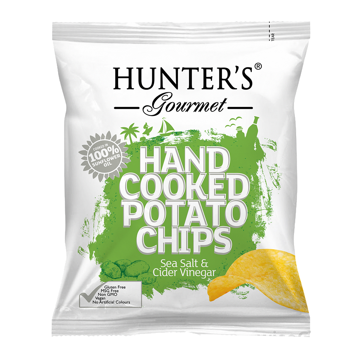 Hunter’s Gourmet Hand Cooked Potato Chips –  Sea Salt – Classique Range (40 gm)