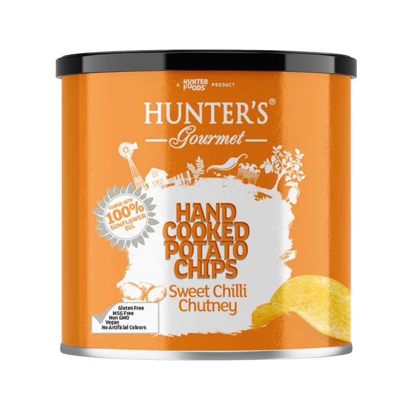 Hunter's Gourmet Hand Cooked Potato Chips - Sea Salt & Crushed Black Pepper (40gm can)