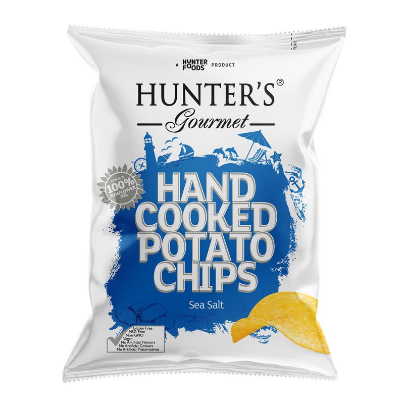 Hunter's Gourmet Hand Cooked Potato Chips - Sea Salt (125gm)