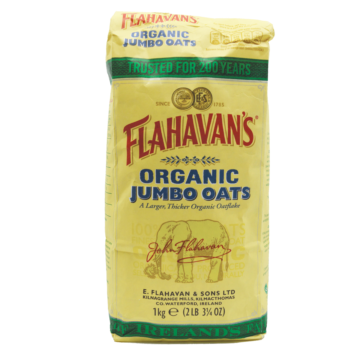 Flahavan's Organic Jumbo Oats (1kg) Hunter Foods