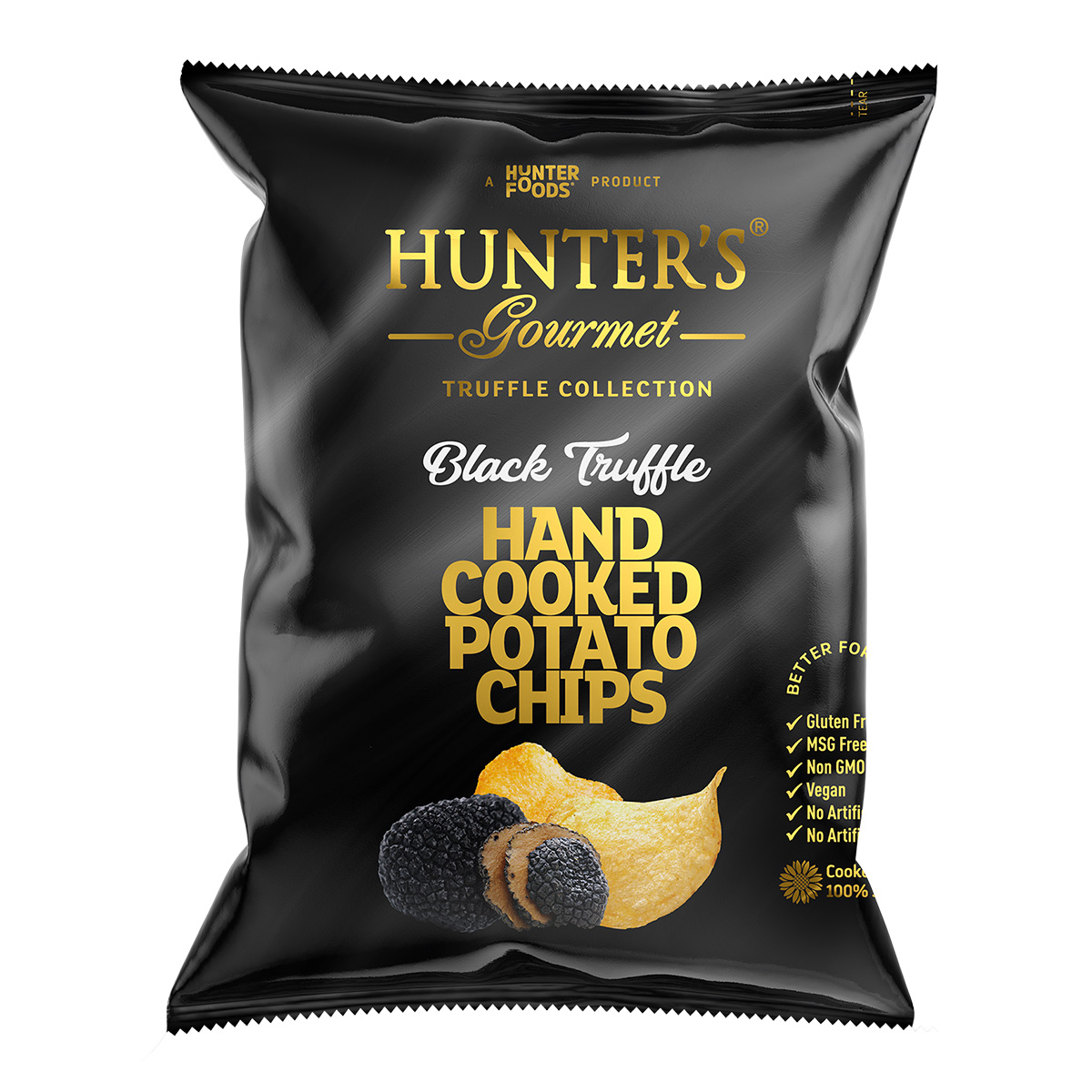 Hunter’s Gourmet Hand Cooked Potato Chips – Black Truffle and Parmesan – Truffle Collection (25gm)