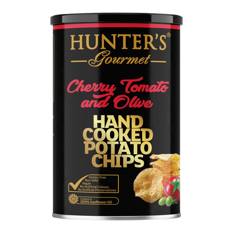 Hunter’s Gourmet Hand Cooked Potato Chips – Cherry Tomato And Olive – Gold Edition (150gm)