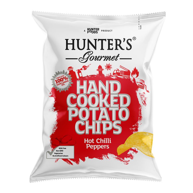Hunter's Gourmet Hand Cooked Potato Chips - Hot Chilli Peppers (125gm)