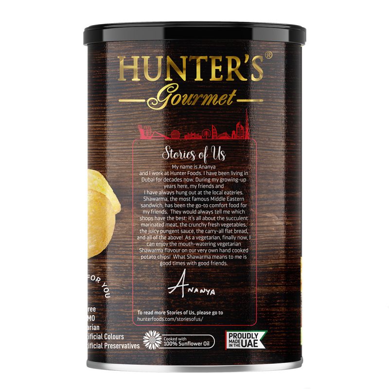 Hunter’s Gourmet Hand Cooked Potato Chips – Shawarma – Middle Eastern Flavours (150gm)