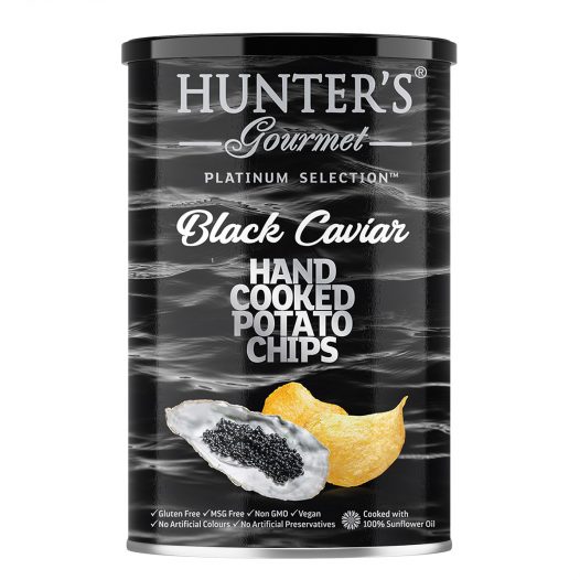 Hunter's Gourmet Hand Cooked Potato Chips Black Caviar Platinum