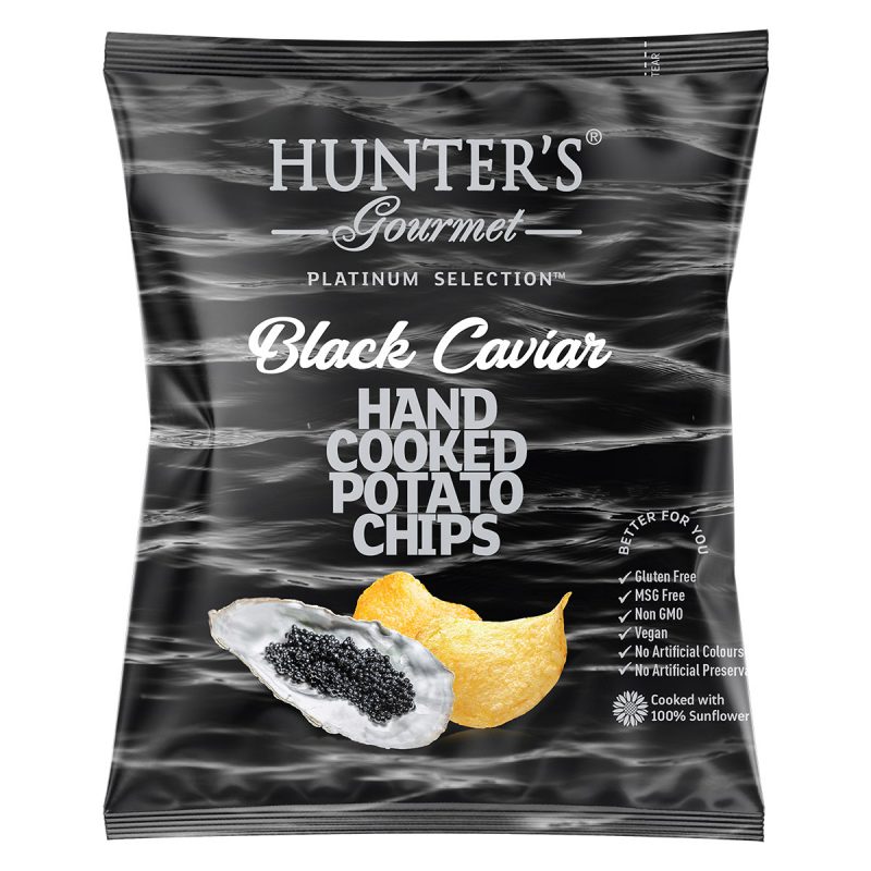 Hunter's Gourmet Hand Cooked Potato Chips - Black Caviar - (25gm)