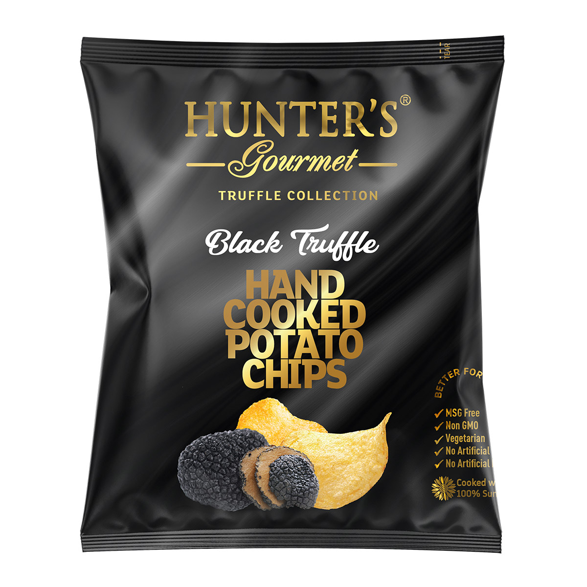 Hunter’s Gourmet Hand Cooked Potato Chips – Black Caviar – Platinum Selection (125gm)