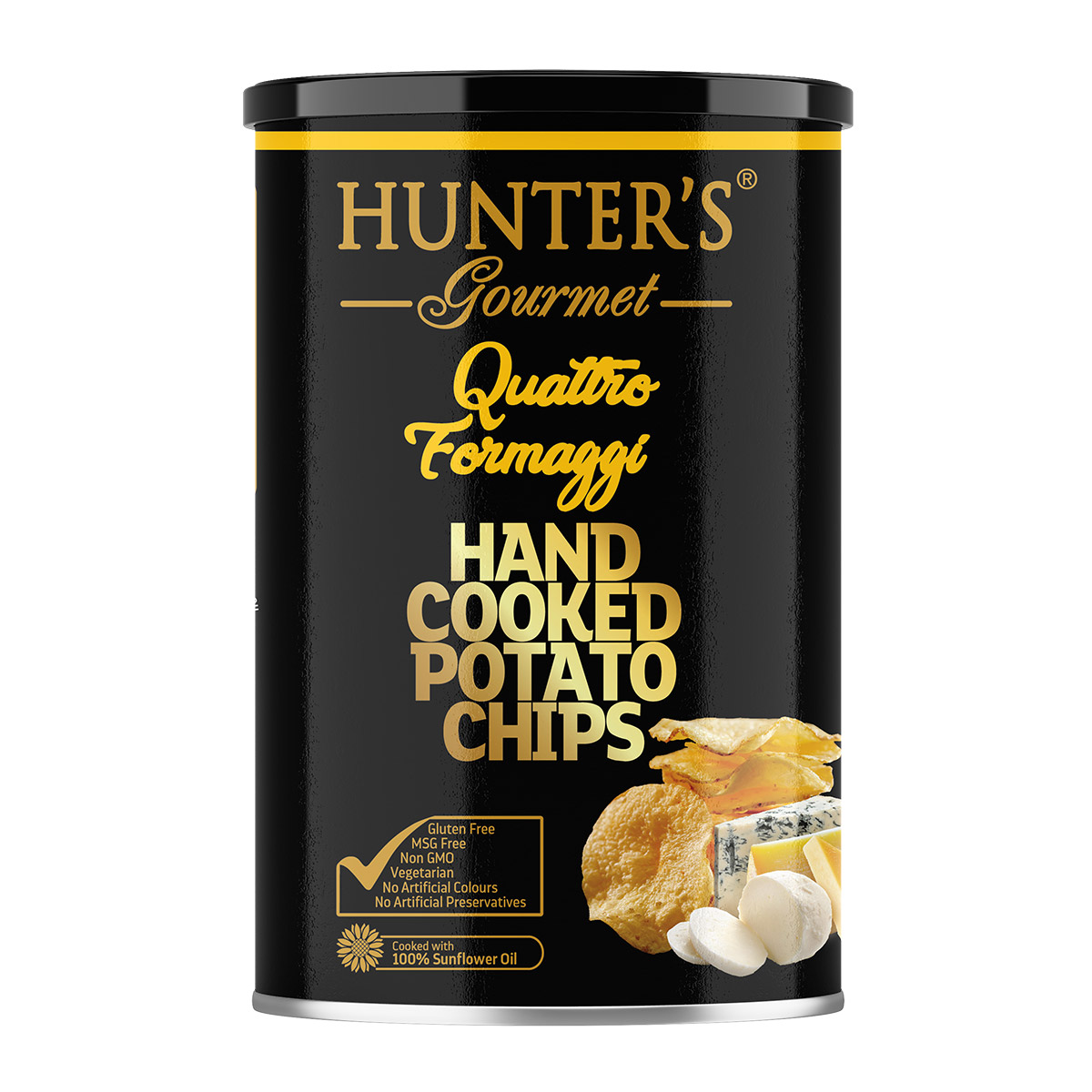 Hunter’s Gourmet Hand Cooked Potato Chips – Quattro Formaggi – Gold Edition (25gm)