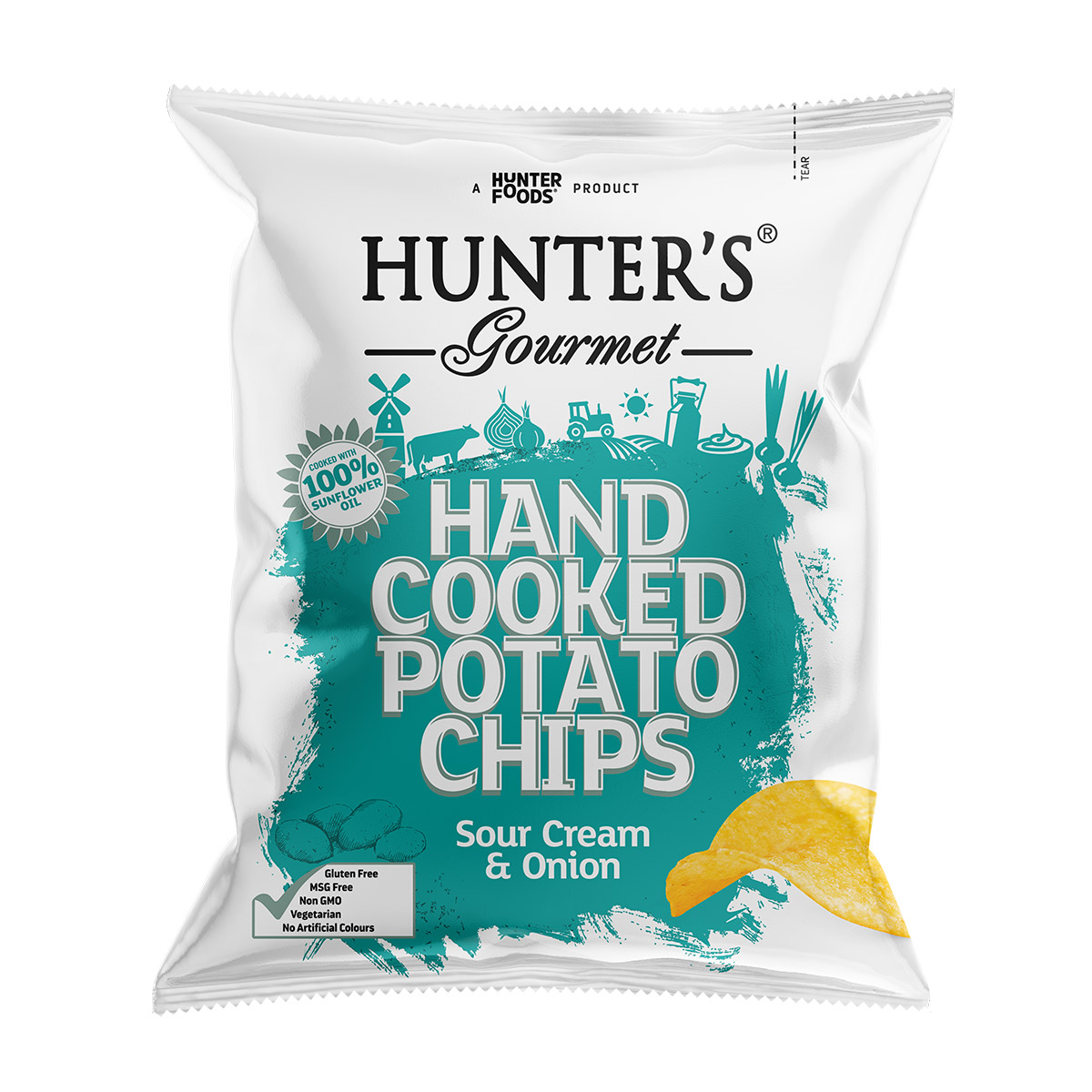 Hunter’s Gourmet Hand Cooked Potato Chips – Sea Salt & Crushed Black Pepper – Classique Range (40 gm)