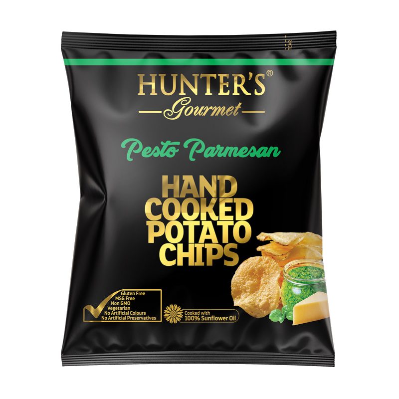 Hunter’s Gourmet Hand Cooked Potato Chips - Pesto Parmesan - Gold Edition (25gm)