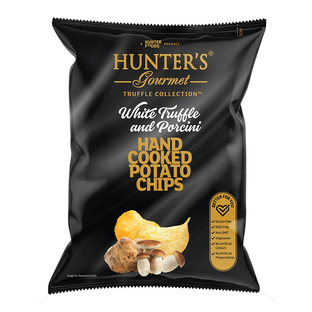 Hunter’s Gourmet Hand Cooked Potato Chips – SmokehouseBarbecue – Gold Edition (125gm)