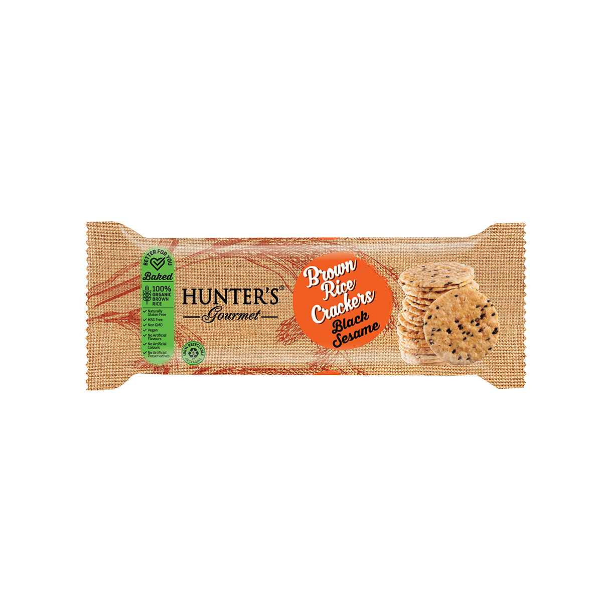 Hunter's Gourmet Brown Rice Crackers - Black Sesame (100gm)