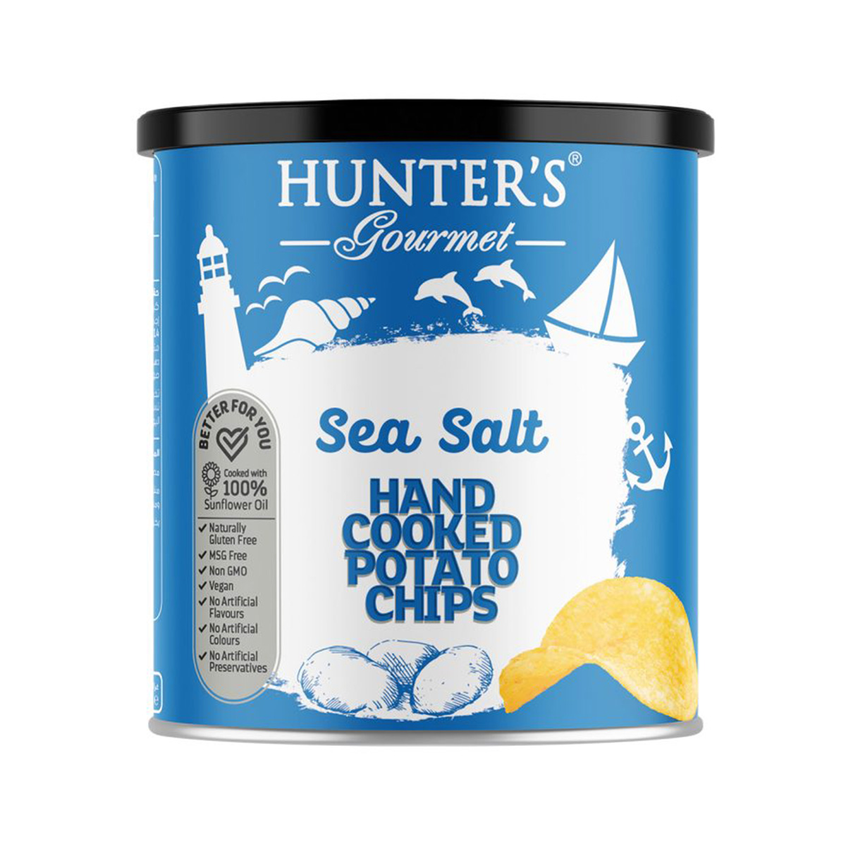 Hunter's Gourmet Hand Cooked Potato Chips - Classique Range - Sea Salt Can (40 gm)