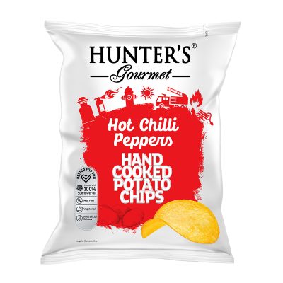 Hunter's Gourmet Hand Cooked Potato Chips - Hot Chilli Peppers (125gm)