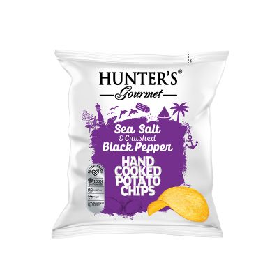 Hunter's Gourmet Hand Cooked Potato Chips - Sea Salt & Crushed Black Pepper - (40gm)