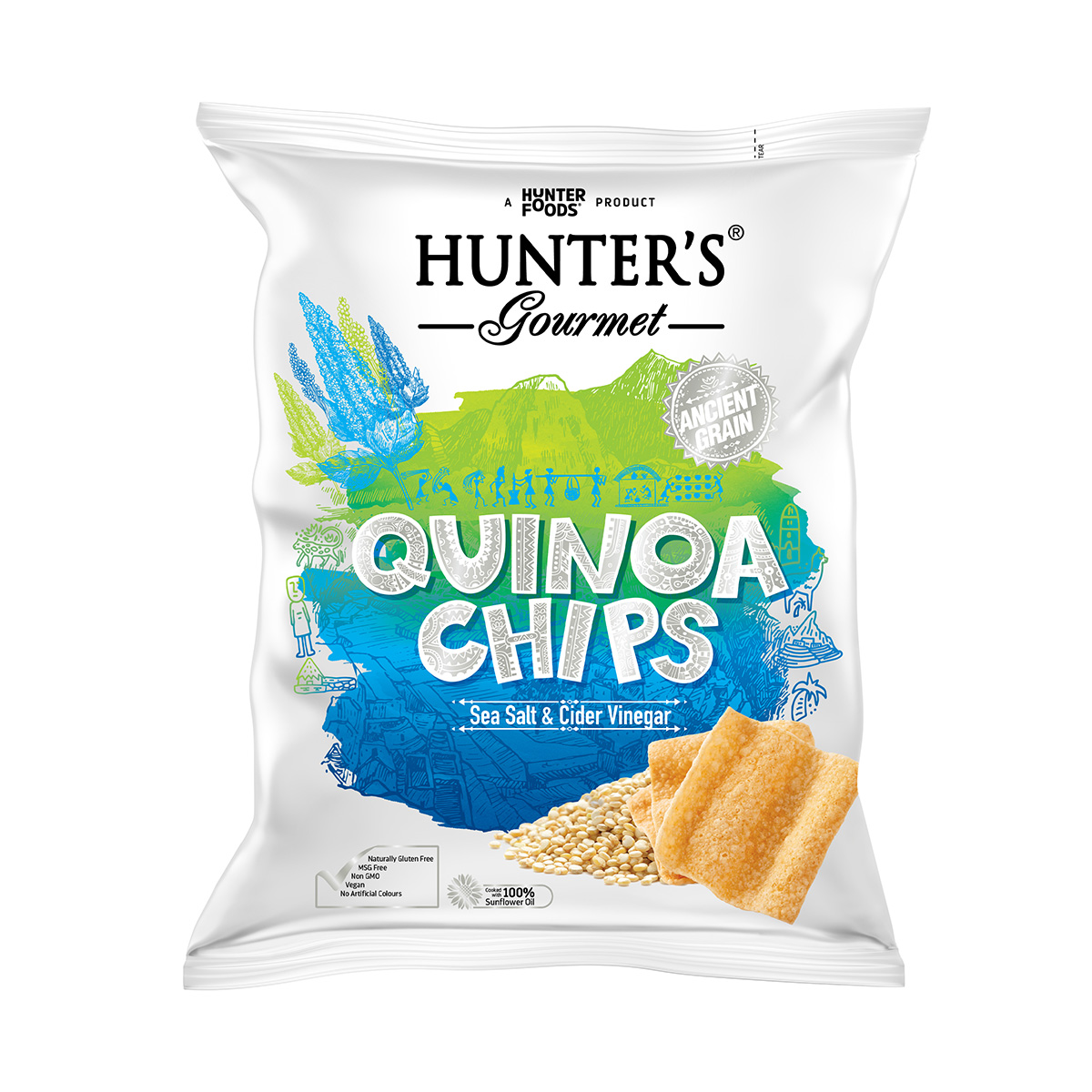 Hunter's Gourmet Quinoa Chips- Sea Salt & Cider Vinegar (75gm)