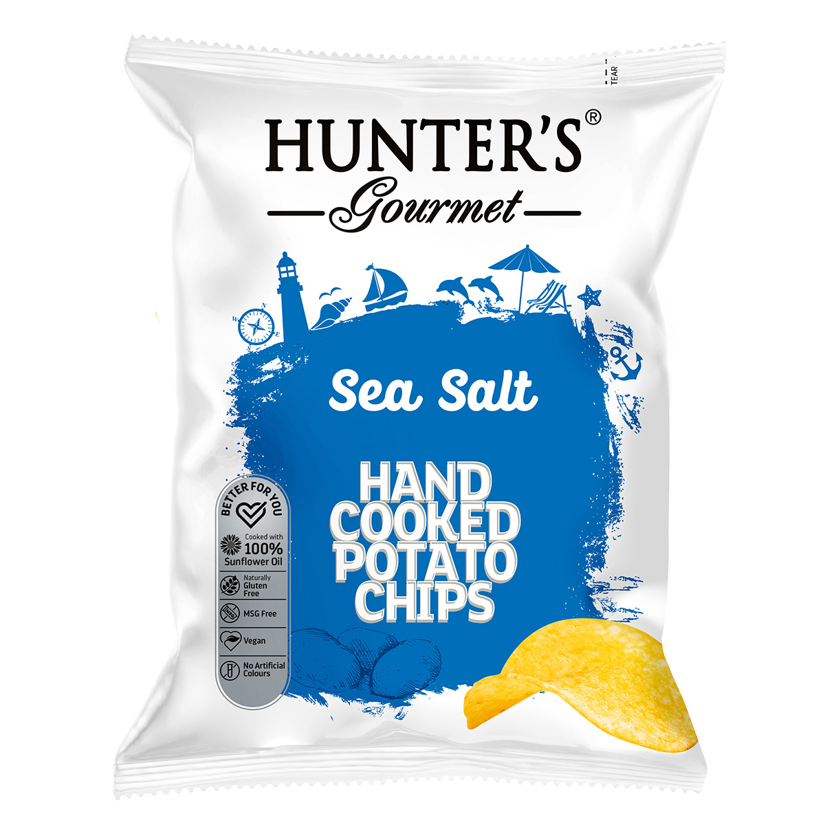 Hunter's Gourmet Hand Cooked Potato Chips - Classique Range - Sea Salt (125 gm)
