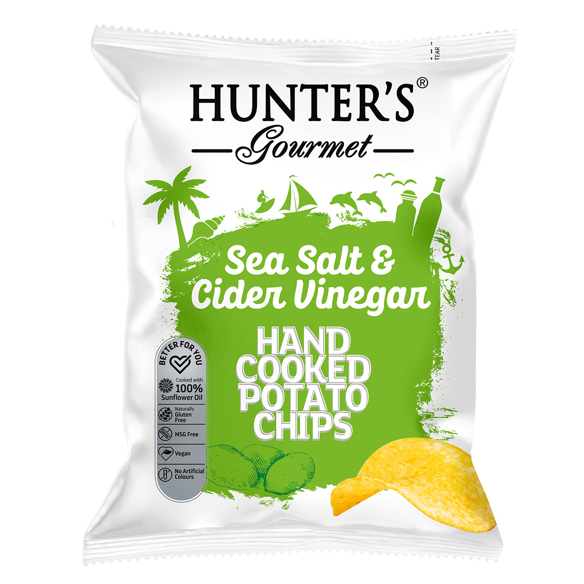 Hunter's Gourmet Hand Cooked Potato Chips - Classique Range - Sea Salt & Cider Vinegar (125 gm)