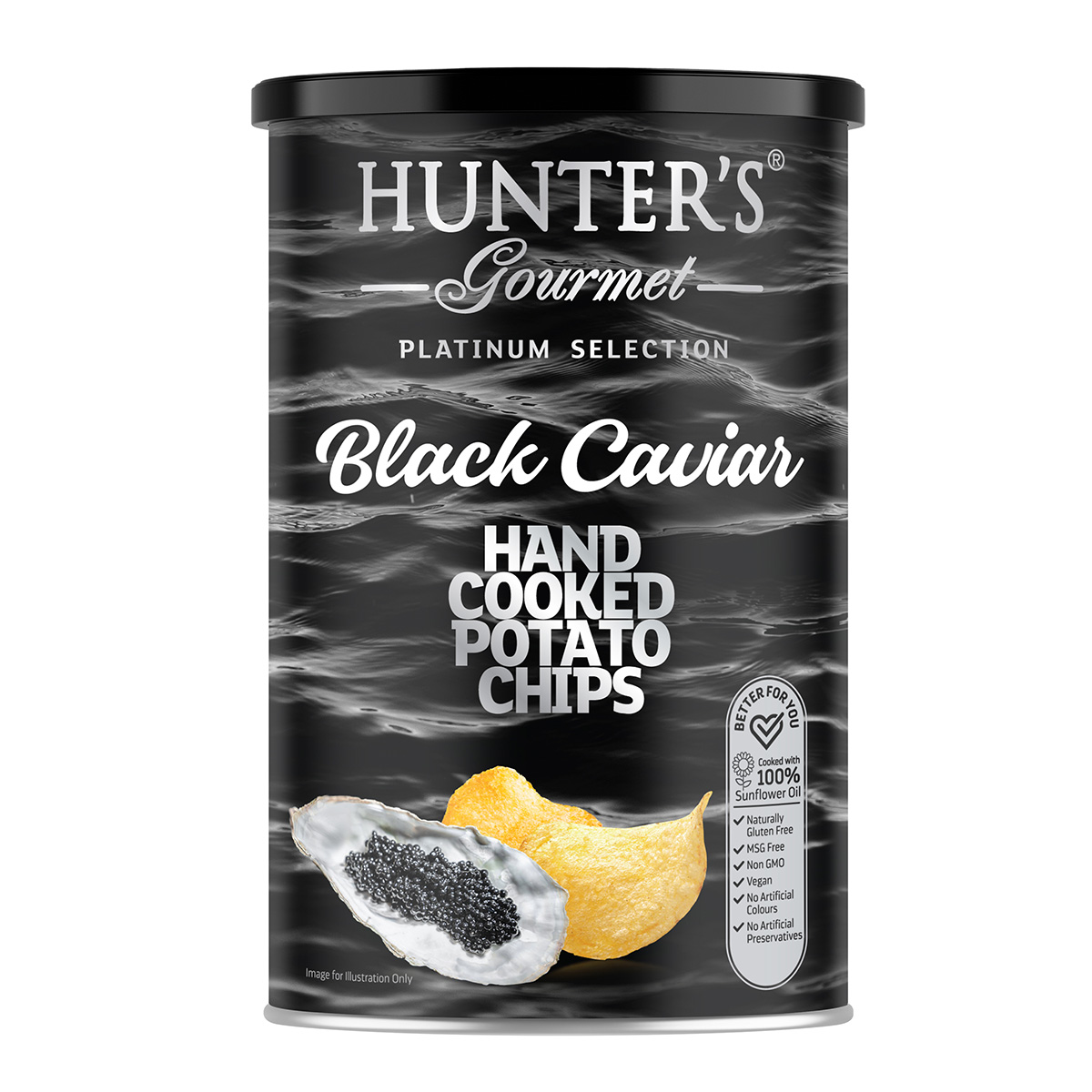 Hunter’s Gourmet Hand Cooked Potato Chips - Platinum Selection - Black Caviar (150 gm)