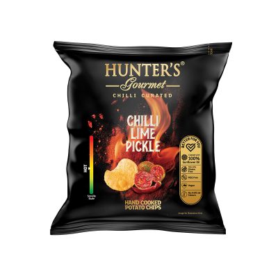 Hunter's Gourmet Hand Cooked Potato Chips - Chilli Curated - Chilli Lime Pickle - (40gm)