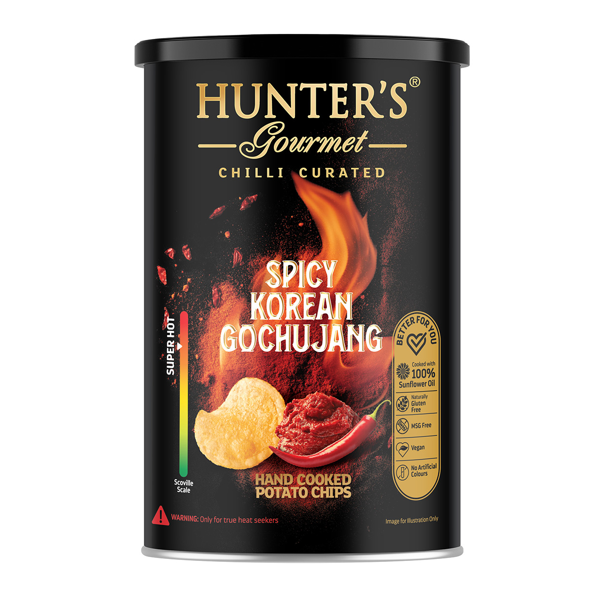 Hunter's Gourmet Hand Cooked Potato Chips - Chilli Curated - Spicy Korean Gochujang - (150gm)