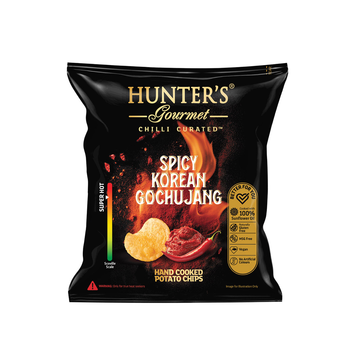 Hunter's Gourmet Hand Cooked Potato Chips - Chilli Curated - Spicy Korean Gochujang - (40gm)