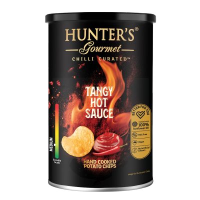 Hunter's Gourmet Hand Cooked Potato Chips - Chilli Curated™ - Tangy Hot Sauce - (150gm)